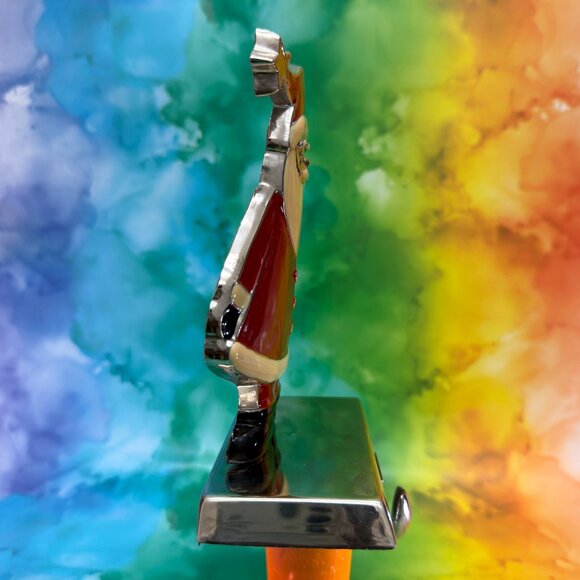 Vintage Santa Claus Stocking Holder – Metal – Red & Beige 6” x 4” Festive - Picture 4 of 4